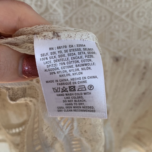 Anthropologie by Meadow Rue Embroidered Ivory Silk Peasant Blouse size Small - Picture 6 of 7